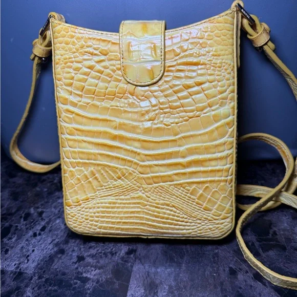 Brahmin Yellow Croc-Embossed Crossbody with Turn-Lock - Picture 2 of 7